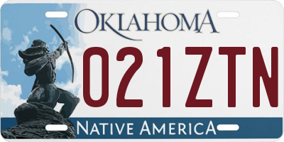 OK license plate 021ZTN