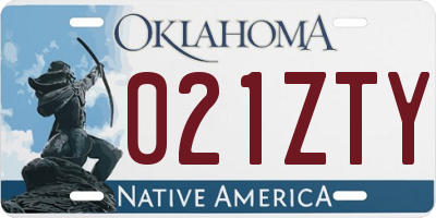 OK license plate 021ZTY