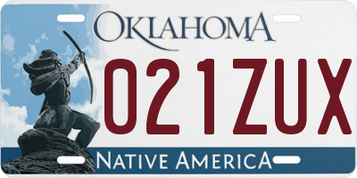 OK license plate 021ZUX