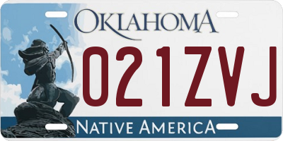 OK license plate 021ZVJ