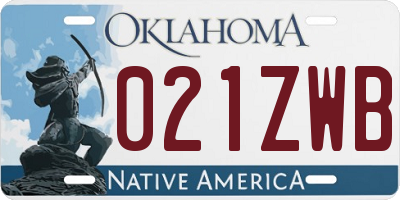 OK license plate 021ZWB