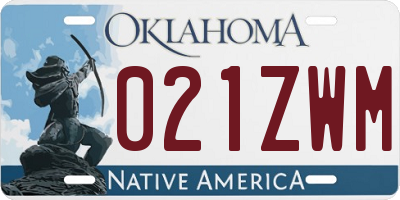 OK license plate 021ZWM