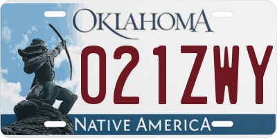 OK license plate 021ZWY