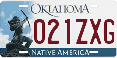 OK license plate 021ZXG