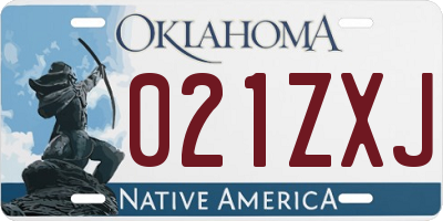 OK license plate 021ZXJ