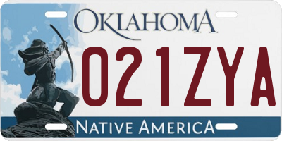 OK license plate 021ZYA