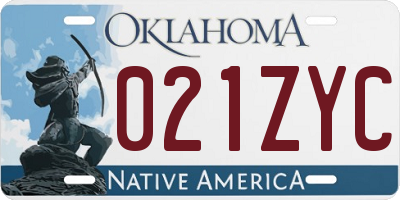 OK license plate 021ZYC