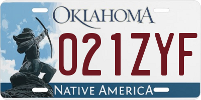 OK license plate 021ZYF