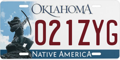 OK license plate 021ZYG
