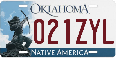 OK license plate 021ZYL