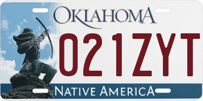 OK license plate 021ZYT