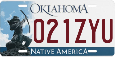OK license plate 021ZYU