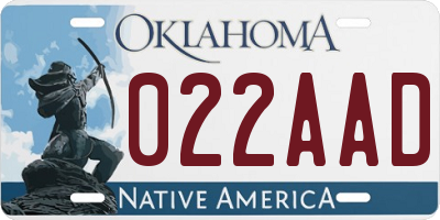 OK license plate 022AAD