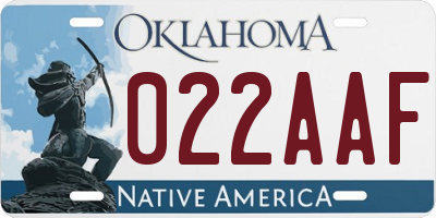 OK license plate 022AAF