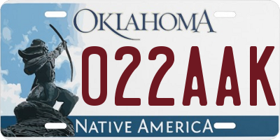 OK license plate 022AAK