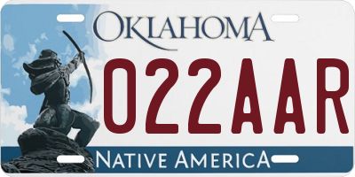 OK license plate 022AAR