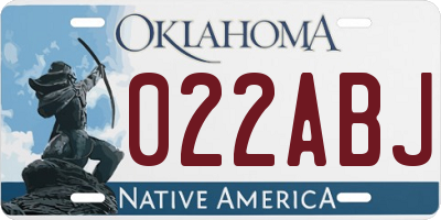 OK license plate 022ABJ