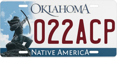 OK license plate 022ACP