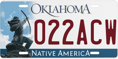 OK license plate 022ACW
