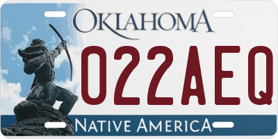 OK license plate 022AEQ