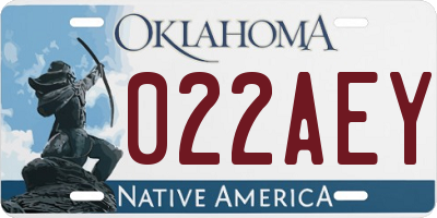 OK license plate 022AEY