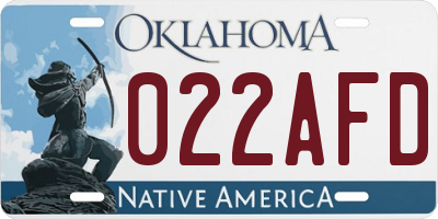 OK license plate 022AFD