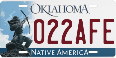 OK license plate 022AFE