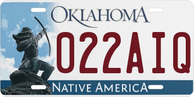 OK license plate 022AIQ