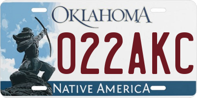 OK license plate 022AKC