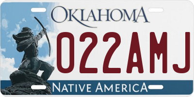 OK license plate 022AMJ
