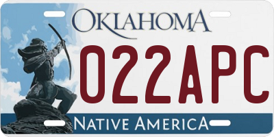 OK license plate 022APC