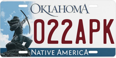 OK license plate 022APK