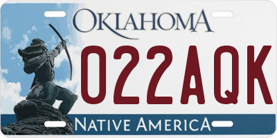 OK license plate 022AQK