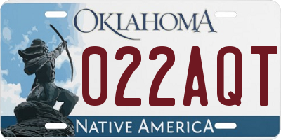 OK license plate 022AQT