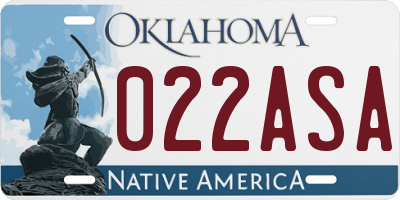 OK license plate 022ASA