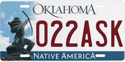 OK license plate 022ASK