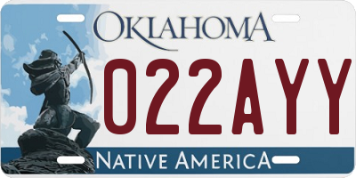 OK license plate 022AYY