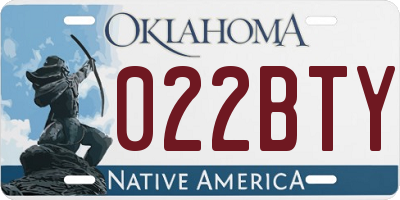 OK license plate 022BTY