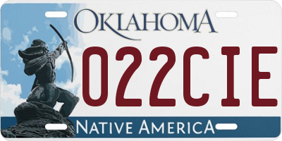 OK license plate 022CIE