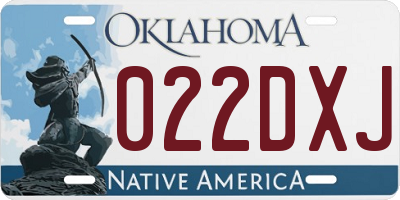 OK license plate 022DXJ