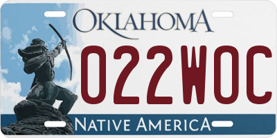 OK license plate 022WOC