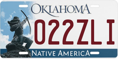 OK license plate 022ZLI