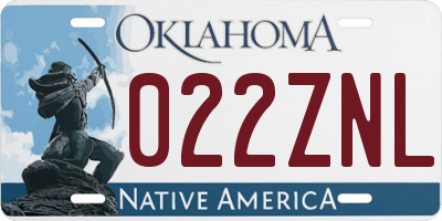 OK license plate 022ZNL