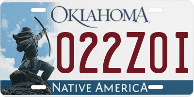 OK license plate 022ZOI