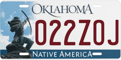 OK license plate 022ZOJ