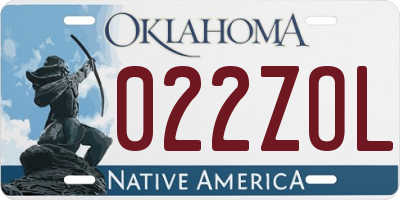 OK license plate 022ZOL