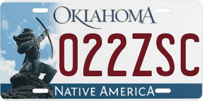 OK license plate 022ZSC