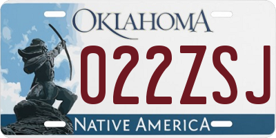 OK license plate 022ZSJ