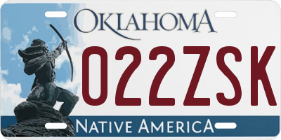 OK license plate 022ZSK