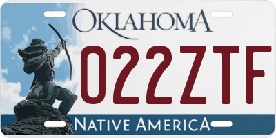 OK license plate 022ZTF